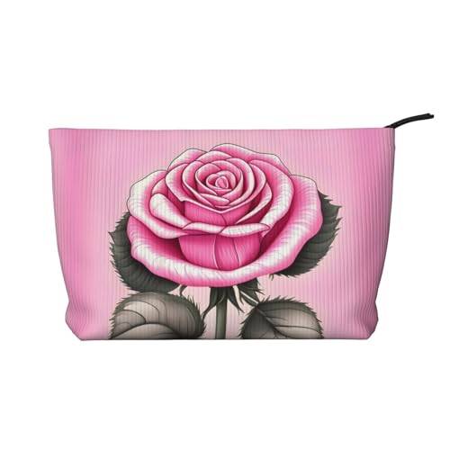 Tragbare Damen-Handtasche mit Reißverschluss, geeignet für Reisen und die tägliche Aufbewahrung von Kosmetika, schöne rosa Rosen, Cord-Kosmetiktasche, Schwarz, Einheitsgröße, Schwarz, One Size Tragbare Damen-Handtasche mit Reißverschluss, geeignet für Reisen und die tägliche Aufbewahrung von Kosmetika, schöne rosa Rosen, Cord-Kosmetiktasche, Schwarz, Einheitsgröße, Schwarz, One Size von WBQLSL