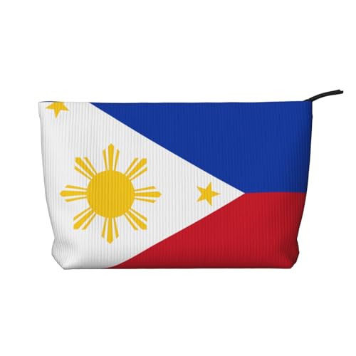 Tragbare Damen-Handtasche mit Reißverschluss, geeignet für Reisen und tägliche Aufbewahrung von Kosmetika, Philippinische Flagge, Kord, Kosmetiktasche, Schwarz, Einheitsgröße, Schwarz, One Size von WBQLSL