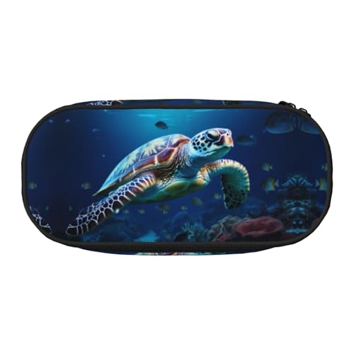 WBQLSL Aging Turtles Federmäppchen mit großem Fassungsvermögen, mehrschichtige Trennwand, Schreibwaren-Aufbewahrungstasche – Unisex-Lern-Bürobedarf von WBQLSL