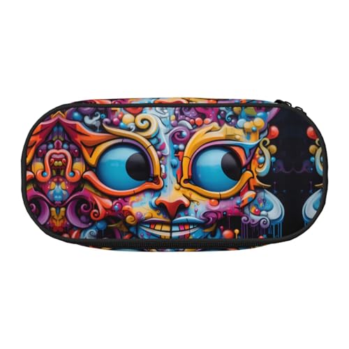 WBQLSL Art Doodle Cat Federmäppchen mit großem Fassungsvermögen, mehrschichtige Trennwand, Schreibwaren-Aufbewahrungstasche – Unisex-Lern-Bürobedarf von WBQLSL