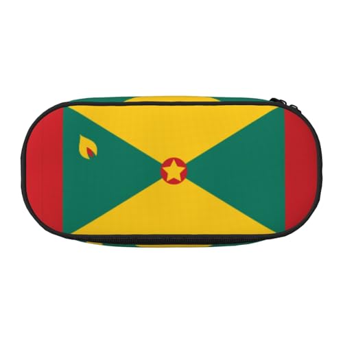 WBQLSL Bedrucktes Federmäppchen mit Flagge von Grenada – mehrschichtige Trennwand, geeignet für die Aufbewahrung von Campus und Büro, Schwarz , Einheitsgröße, Kosmetikkoffer von WBQLSL