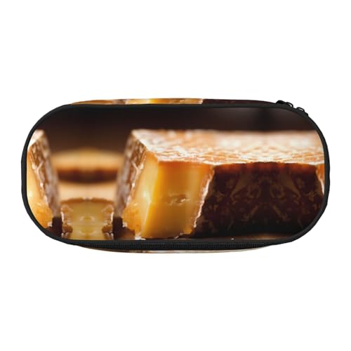 WBQLSL Bedrucktes Federmäppchen mit Joghurt-Motiv – mehrschichtige Trennwand, geeignet für die Aufbewahrung von Campus-Büro-Schreibwaren, Schwarz , Einheitsgröße, Kosmetikkoffer von WBQLSL