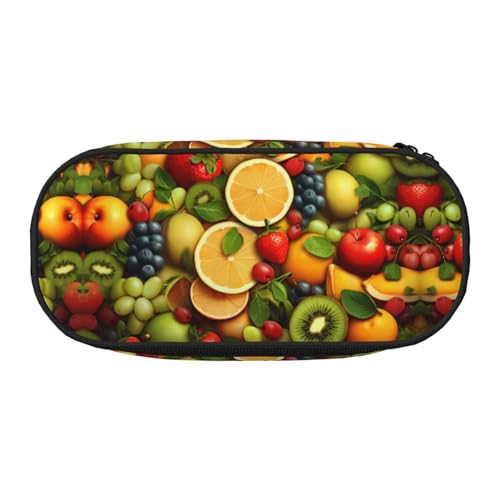WBQLSL Bunte Früchte, großes Fassungsvermögen, mehrschichtige Trennwand, Schreibwaren-Aufbewahrungstasche – Unisex-Bürobedarf von WBQLSL