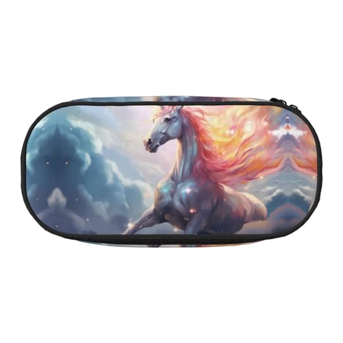 WBQLSL Buntes Einhorn-Federmäppchen mit großem Fassungsvermögen, mehrschichtige Trennwand, Schreibwaren-Aufbewahrungstasche – Unisex-Bürobedarf von WBQLSL