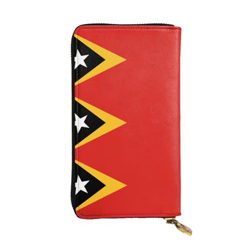 WBQLSL Demokratische Republik Timor-Leste Geldbörse aus Leder mit Reißverschluss, 19,1 x 10,4 cm lange Clutch, mehrere Fächer und großes Fassungsvermögen, ein gutes Geschenk für Freunde von WBQLSL