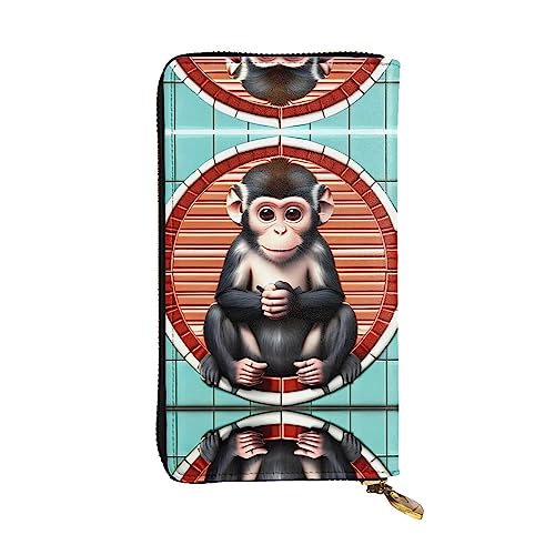 WBQLSL Die stille Affen-Geldbörse aus Leder mit Reißverschluss, 19,1 x 10,4 cm lange Clutch, mehrere Fächer und großes Fassungsvermögen, ein gutes Geschenk für Freunde WBQLSL Die stille Affen-Geldbörse aus Leder mit Reißverschluss, 19,1 x 10,4 cm lange Clutch, mehrere Fächer und großes Fassungsvermögen, ein gutes Geschenk für Freunde von WBQLSL