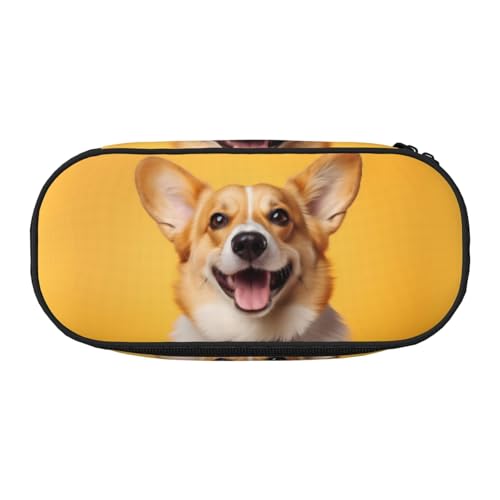 WBQLSL Ein einfaches Corgi Federmäppchen mit großem Fassungsvermögen, mehrschichtige Trennwand, Schreibwaren-Aufbewahrungstasche – Unisex-Bürobedarf von WBQLSL