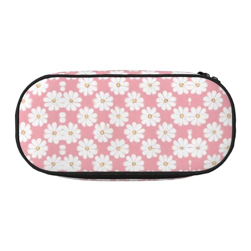 WBQLSL Federmäppchen mit Chrysanthemen-Texturdiagramm, bedruckt, mehrschichtige Trennwand, geeignet für die Aufbewahrung von Campus- und Bürobedarf, Schwarz , Einheitsgröße, Kosmetikkoffer von WBQLSL