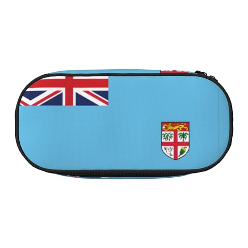 WBQLSL Federmäppchen mit Fidschi-Flagge, großes Fassungsvermögen, mehrschichtige Trennwand, Schreibwaren-Aufbewahrungstasche – Unisex-Lern-Bürobedarf von WBQLSL