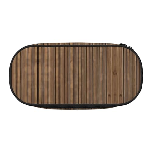 WBQLSL Federmäppchen mit Massivholz-Muster, großes Fassungsvermögen, mehrschichtige Trennwand, Schreibwaren-Aufbewahrungstasche – Unisex-Lern-Bürobedarf von WBQLSL