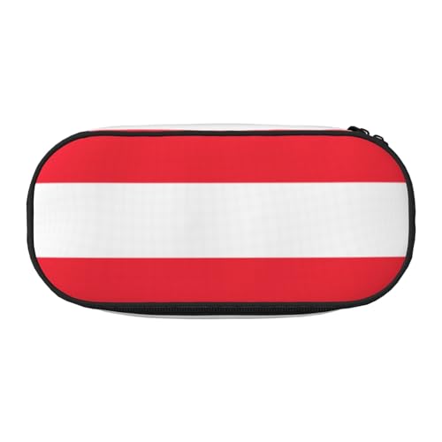 WBQLSL Federmäppchen mit Österreichischer Flagge, mehrlagiges Federmäppchen, geeignet für die Aufbewahrung von Campus- und Bürobedarf, Schwarz , Einheitsgröße, Kosmetikkoffer von WBQLSL