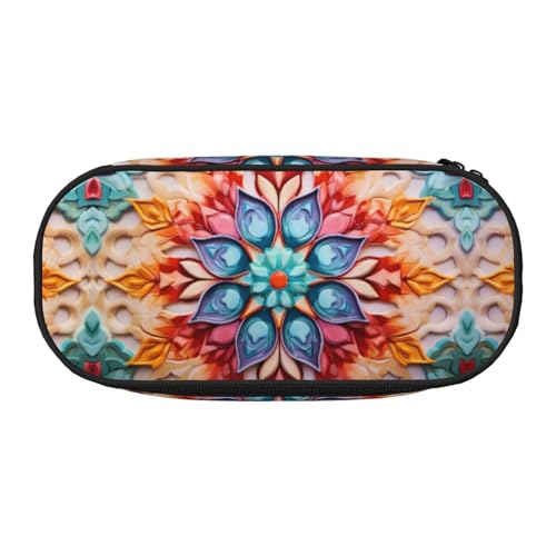 WBQLSL Federmäppchen mit abstraktem Blütenblatt-Muster, großes Fassungsvermögen, mehrschichtige Trennwand, Schreibwaren-Aufbewahrungstasche – Unisex-Bürobedarf von WBQLSL