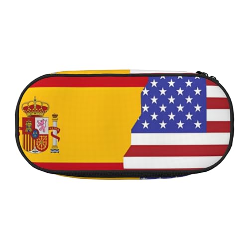 WBQLSL Federmäppchen mit amerikanischer Spanien-Flagge, großes Fassungsvermögen, mehrschichtige Trennwand, Schreibwaren-Aufbewahrungstasche – Unisex-Bürobedarf von WBQLSL