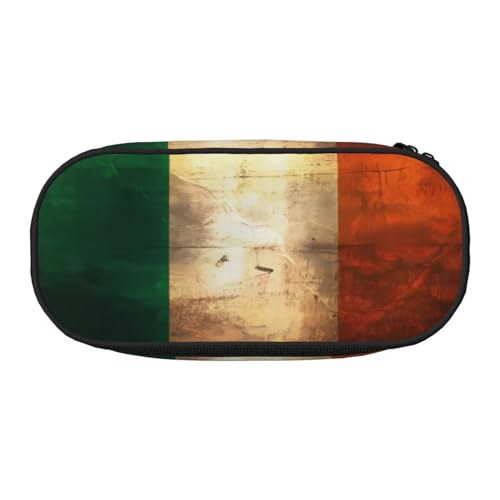 WBQLSL Federmäppchen mit irischer Flagge, großes Fassungsvermögen, mehrschichtige Trennwand, Schreibwaren-Aufbewahrungstasche – Unisex-Bürobedarf von WBQLSL