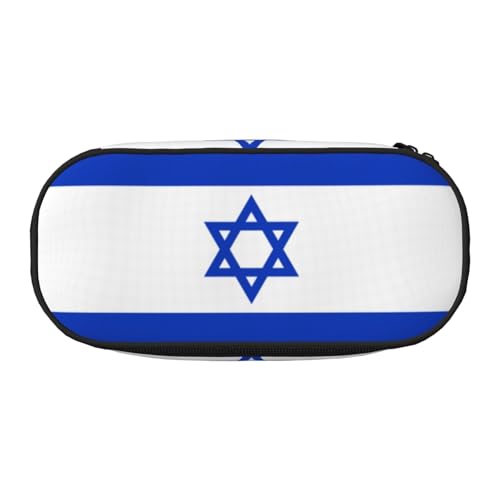 WBQLSL Federmäppchen mit israelischer Flagge, großes Fassungsvermögen, mehrschichtige Trennwand, Schreibwaren-Aufbewahrungstasche – Unisex-Bürobedarf von WBQLSL