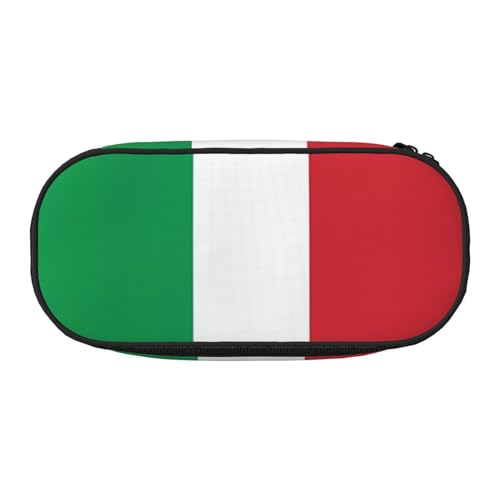 WBQLSL Federmäppchen mit italienischer Flagge, mehrlagiges Federmäppchen, geeignet für die Aufbewahrung von Campus- und Bürobedarf, Schwarz , Einheitsgröße, Kosmetikkoffer von WBQLSL