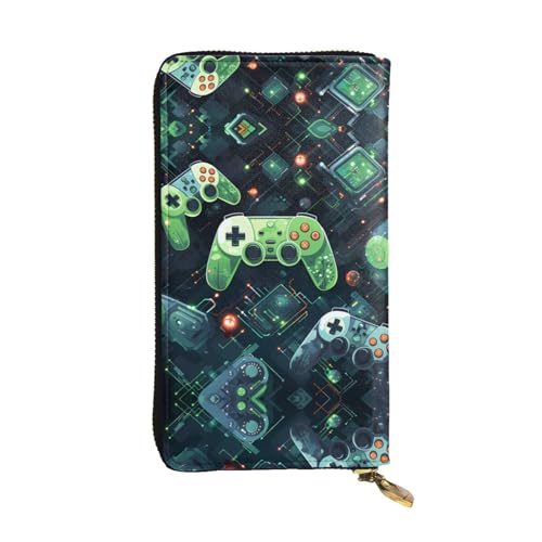 WBQLSL Gamepad Circuit Version Geldbörse aus Leder mit Reißverschluss, 19,1 x 10,4 cm lange Clutch, mehrere Fächer und großes Fassungsvermögen, ein gutes Geschenk für Freunde von WBQLSL