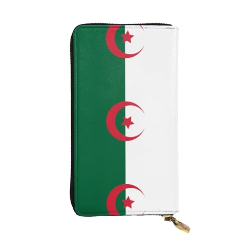 WBQLSL Geldbörse aus Leder mit Flagge von Algerien, 19,1 x 10,4 cm lang, mehrere Fächer und großes Fassungsvermögen, ein gutes Geschenk für Freunde von WBQLSL