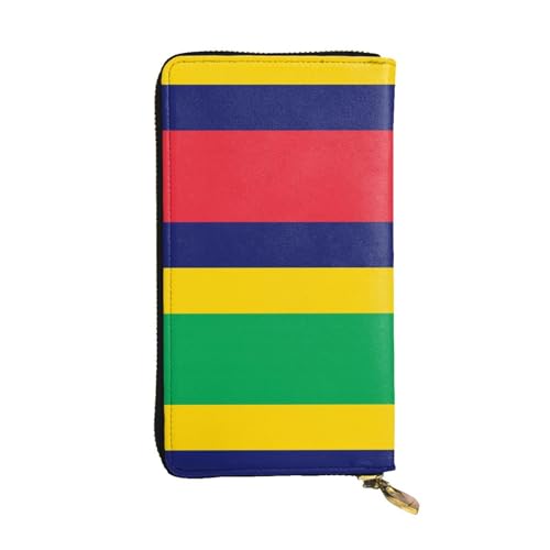 WBQLSL Geldbörse aus Leder mit Flaggenmotiv von Mauritius, 19,1 x 10,4 cm lang, mehrere Fächer und großes Fassungsvermögen, ein gutes Geschenk für Freunde von WBQLSL