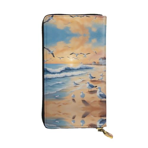 WBQLSL Geldbörse aus Leder mit Möwen und Reißverschluss, 19,1 x 10,4 cm lang, mehrere Fächer und großes Fassungsvermögen, ein gutes Geschenk für Freunde WBQLSL Geldbörse aus Leder mit Möwen und Reißverschluss, 19,1 x 10,4 cm lang, mehrere Fächer und großes Fassungsvermögen, ein gutes Geschenk für Freunde von WBQLSL