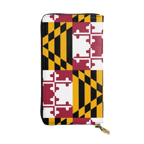 WBQLSL Geldbörse mit Maryland-Staatsflagge aus Leder, 19,1 x 10,4 cm lang, mehrere Fächer und großes Fassungsvermögen, ein gutes Geschenk für Freunde WBQLSL Geldbörse mit Maryland-Staatsflagge aus Leder, 19,1 x 10,4 cm lang, mehrere Fächer und großes Fassungsvermögen, ein gutes Geschenk für Freunde von WBQLSL