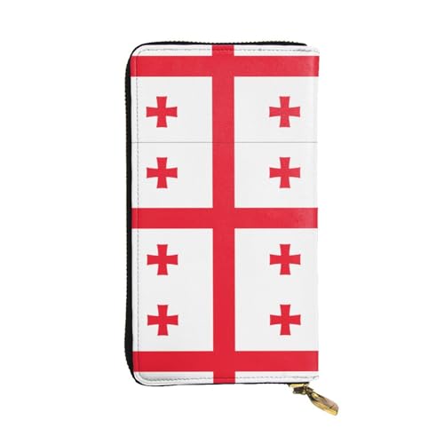 WBQLSL Geldbörse mit Reißverschluss aus Leder, Flagge von Georgia, 19,1 x 10,4 cm lang, mehrere Fächer und großes Fassungsvermögen, ein gutes Geschenk für Freunde WBQLSL Geldbörse mit Reißverschluss aus Leder, Flagge von Georgia, 19,1 x 10,4 cm lang, mehrere Fächer und großes Fassungsvermögen, ein gutes Geschenk für Freunde von WBQLSL