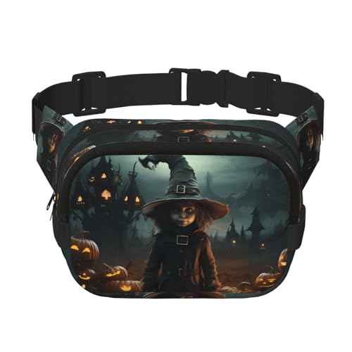 WBQLSL Halloween Trick-or-Treating Boy gemusterte stilvolle Hüfttasche, leichte Reise-Sporttasche, wasserdicht und verschleißfest von WBQLSL