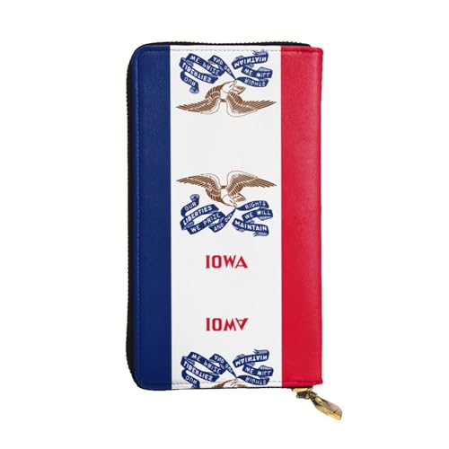 WBQLSL Iowa Geldbörse mit Reißverschluss, Leder, 19,1 x 10,4 cm lang, mehrere Fächer und großes Fassungsvermögen, ein gutes Geschenk für Freunde von WBQLSL