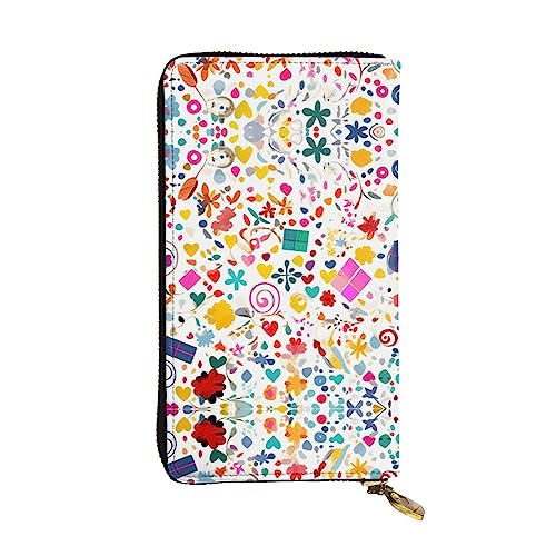 WBQLSL Leder-Geldbörse mit Hintergrund-Motiv "Happy Birthday", 19,1 x 10,4 cm lang, mehrere Fächer und großes Fassungsvermögen, ein gutes Geschenk für Freunde von WBQLSL