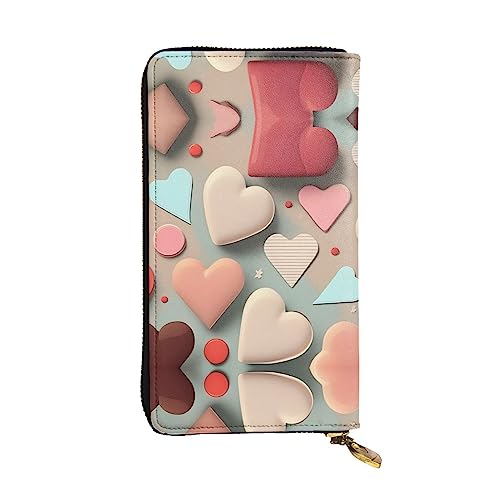 WBQLSL Leder-Geldbörse mit Liebesmuster, 19,1 x 10,4 cm lang, mehrere Fächer und großes Fassungsvermögen, ein gutes Geschenk für Freunde von WBQLSL