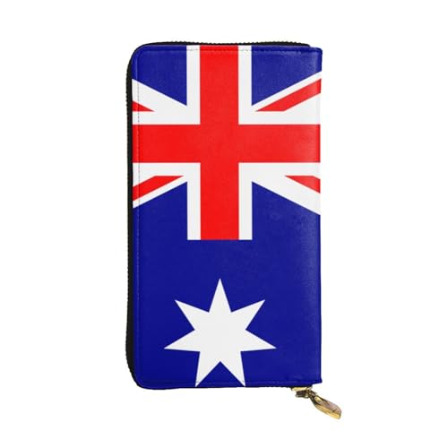 WBQLSL Ledergeldbörse mit australischer Flagge, 19,1 x 10,4 cm lang, mehrere Fächer und großes Fassungsvermögen, ein gutes Geschenk für Freunde von WBQLSL