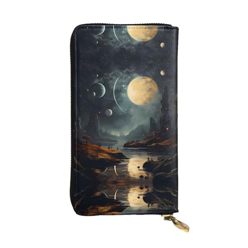 WBQLSL Moon Stars and Planets Geldbörse aus Leder mit Reißverschluss, 19,1 x 10,4 cm lange Clutch, mehrere Fächer und großes Fassungsvermögen, ein gutes Geschenk für Freunde WBQLSL Moon Stars and Planets Geldbörse aus Leder mit Reißverschluss, 19,1 x 10,4 cm lange Clutch, mehrere Fächer und großes Fassungsvermögen, ein gutes Geschenk für Freunde von WBQLSL