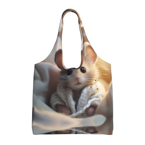 WBQLSL Nerdy Mouse Boy Bedruckte Umhängetasche - Geeignet für stabile Canvas-Taschen, Einkaufstaschen, Schwarz, Einheitsgröße von WBQLSL