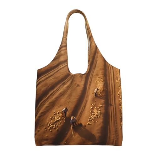 WBQLSL On the field of hope Bedruckte Schultertasche - Geeignet für stabile Canvas-Taschen, Einkaufstaschen, Schwarz, Einheitsgröße von WBQLSL