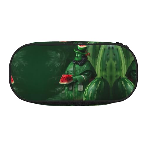 WBQLSL Patrick's Federmäppchen mit Wassermelonen-Festival bedruckt, mehrlagiges Federmäppchen, geeignet für die Aufbewahrung von Campus- und Bürobedarf, Schwarz , Einheitsgröße, Kosmetikkoffer von WBQLSL