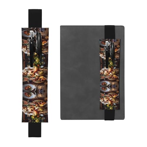 WBQLSL Potluck Supper Pattern Elastic Band Pen Bag Suitable for Girls Birthday Gifts/Teacher's Day/Graduation Season Intimate Stationery Gift Box von WBQLSL