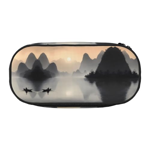 WBQLSL Sansui, Japanische Firma, bedrucktes Federmäppchen, mehrschichtige Trennwand, geeignet für die Aufbewahrung von Campus- und Bürobedarf, Schwarz , Einheitsgröße, Kosmetikkoffer von WBQLSL