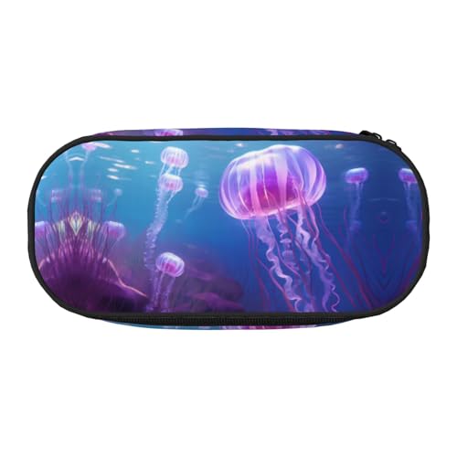 WBQLSL Schöne Quallen, großes Fassungsvermögen, mehrschichtige Trennwand, Schreibwaren-Aufbewahrungstasche – Unisex-Bürobedarf von WBQLSL