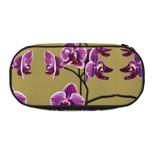 WBQLSL Schönes Federmäppchen mit Orchideen-Motiv, mehrlagiges Federmäppchen, geeignet für die Aufbewahrung von Campus-Büro-Schreibwaren, Schwarz , Einheitsgröße, Kosmetikkoffer von WBQLSL