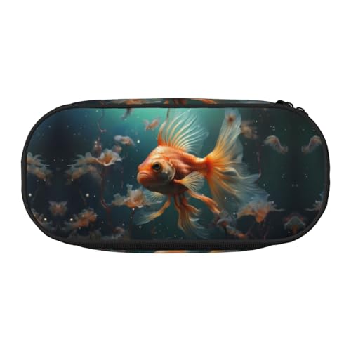 WBQLSL Schönes kleines Goldfisch-Federmäppchen mit großem Fassungsvermögen, mehrschichtige Trennwand, Schreibwaren-Aufbewahrungstasche – Unisex-Bürobedarf von WBQLSL