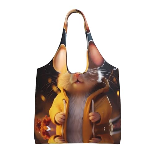 WBQLSL Süße Umhängetasche mit Maus-Boy-Motiv, geeignet für robuste Canvas-Taschen, Einkaufstaschen, Schwarz, Einheitsgröße von WBQLSL