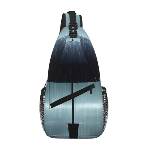 WBQLSL Treasure Maze gemusterte Reisetasche, perfekt für den täglichen Pendler, Radfahren, Wandern und urbane Abenteuer, Schwarzer Regenschirm im Regen, Einheitsgröße von WBQLSL