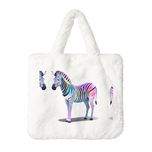 WBQLSL ZebraPlush Handtasche Weiche Umhängetasche Damen Plüsch Handtasche Geeignet für Herbst und Winter oder Weihnachten von WBQLSL