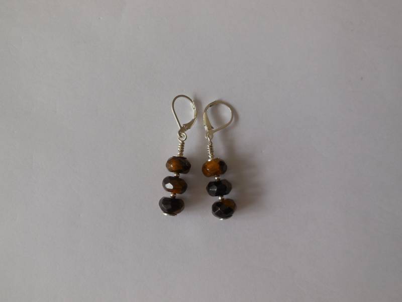 Handgemachte Sterling Silber Tigerauge Ohrringe Handgemachte Sterling Silber Tigerauge Ohrringe von WBcoraljewelry