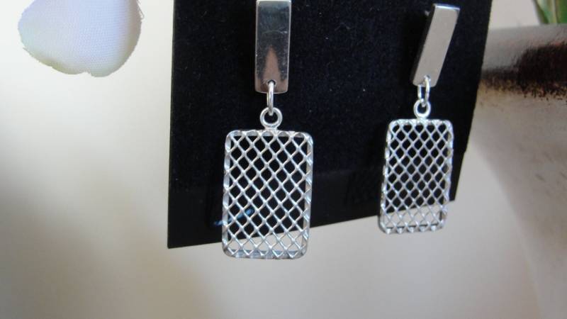 Silber Ohrringe, Massiv Micro Mesh Ohrstecker, Handgemachte Baumeln Tropfen Ohrringe Silber Ohrringe, Massiv Micro Mesh Ohrstecker, Handgemachte Baumeln Tropfen Ohrringe von WBcoraljewelry
