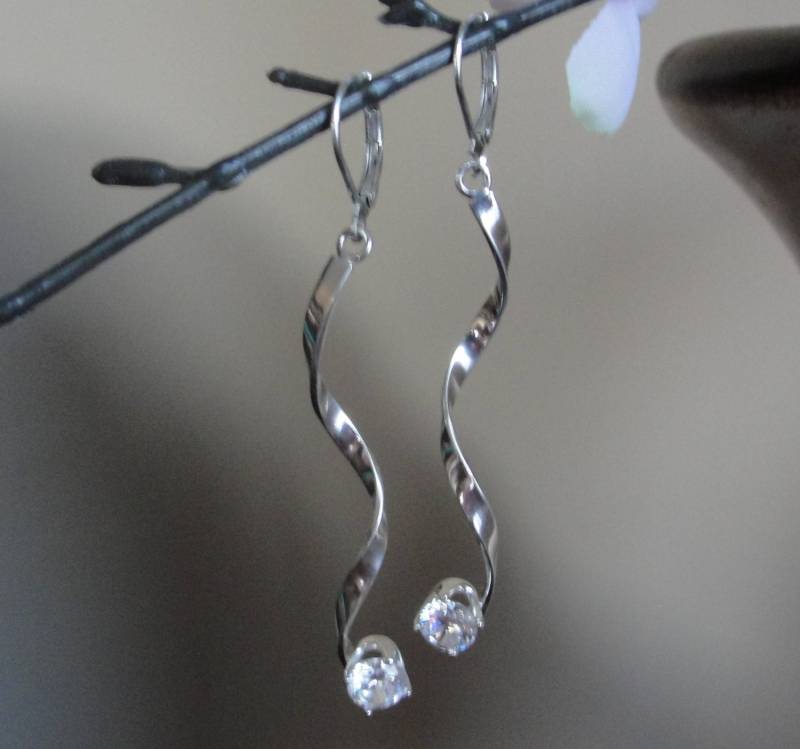 Sterlingsilber Ohrringe, Silber Ohrringe Mit Klarem Stein, Cz Tropfen Handgemachte von WBcoraljewelry