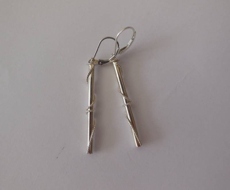 sterling Silber Ohrringe, Rohr Lange Handgemachte Massiv Ohrringe Moderne Einfach sterling Silber Ohrringe, Rohr Lange Handgemachte Massiv Ohrringe Moderne Einfach von WBcoraljewelry