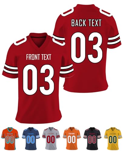 Personalisiert American Football Trikot Personalisierbar Teamname und Nummerm Fußballtrikot Anpassbare Sportuniform für Jugendliche Männer Frauen Geschenk von WBgjsnklbnl