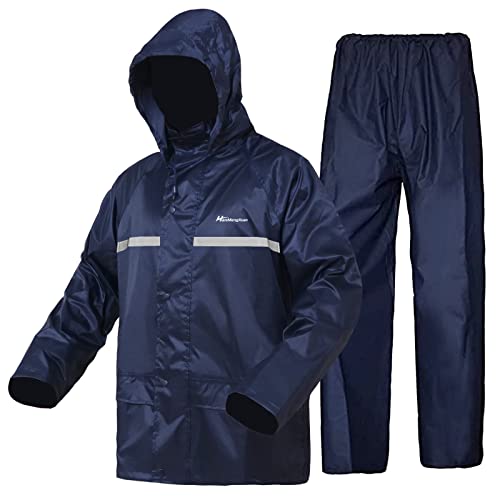 Herren Regenanzug Reflektierender 100% Wasserdichter Anzug Outdoor Regenmantel Winddicht Regenjacke(M, Blau) von WCBDUT