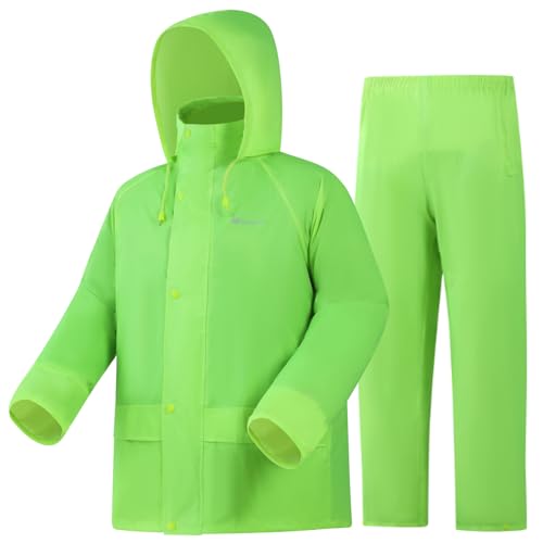 WCBDUT Herren Regenanzug Regenanzug Wasserdicht Jacke & Hose Anzug Set Windabweisend Leicht Atmungsaktiv Regenmantel, grün, XXL von WCBDUT